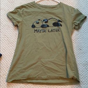Green t-shirt with panda on front